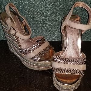 River Island metallic gold platform sandals